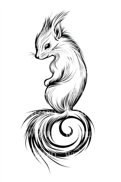 Spiral Tail Squirrel Tattoo Design