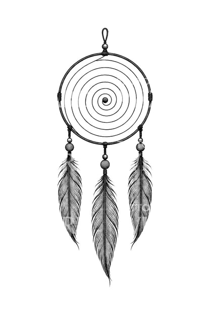 Ilustración de tatuaje de atrapasueños con red espiral