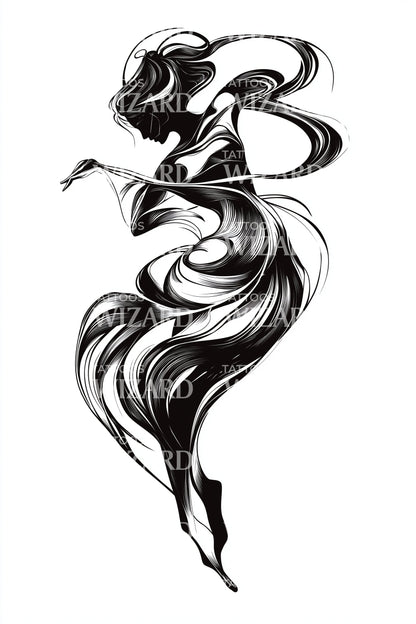 螺旋舞蹈剪影纹身插图
