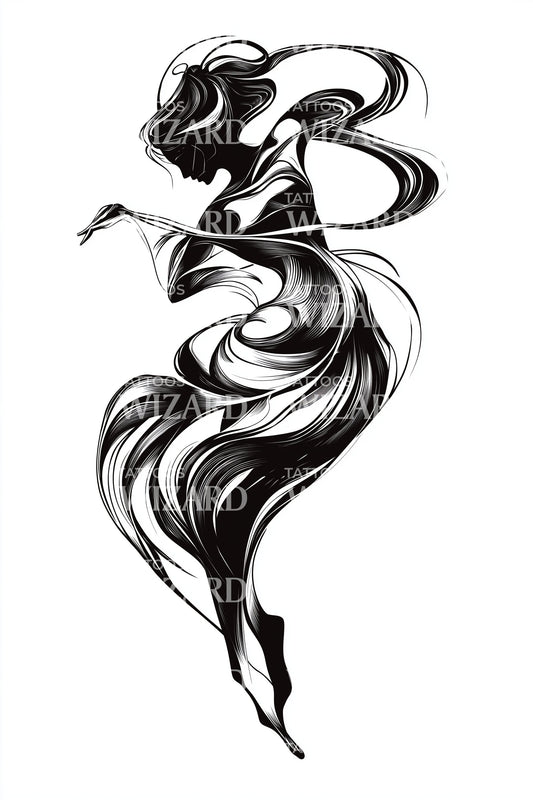 Spiraltanz-Silhouetten-Tattoo-Illustration