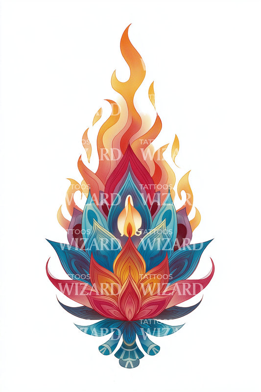 Spiraling Ember Tear Tattoo Design
