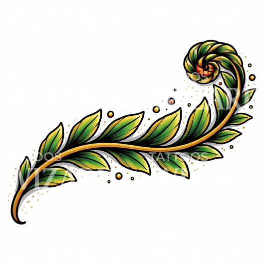 Spiraling Leaf Vine Tattoo Design