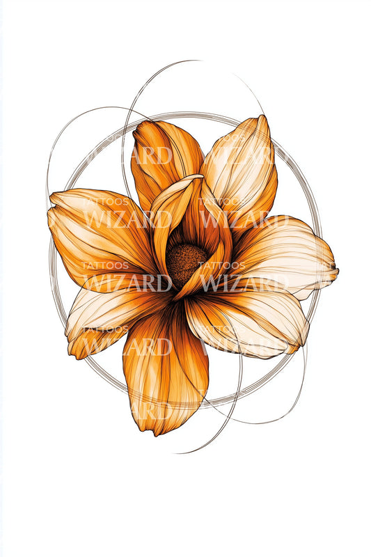 Spiraling Lily Bloom Tattoo Design