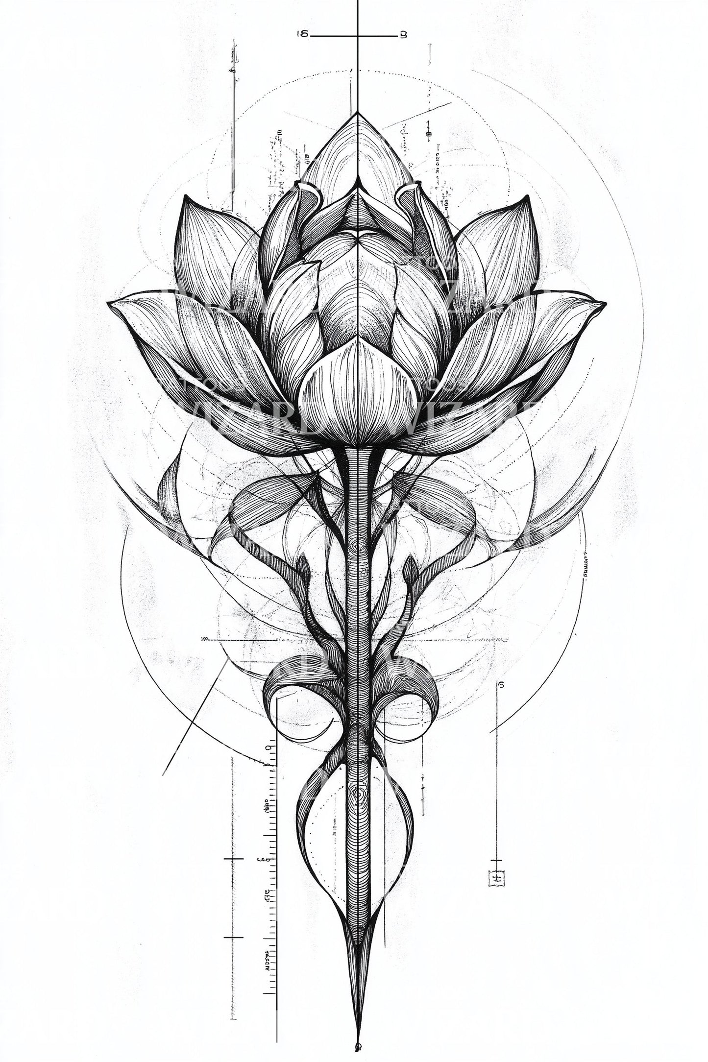Spiraling Lily Flourish Tattoo Design