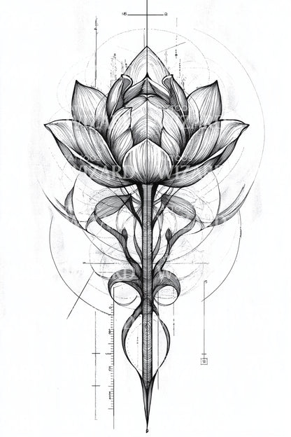 Spiralförmiges Lilienverzierung Tattoo Design