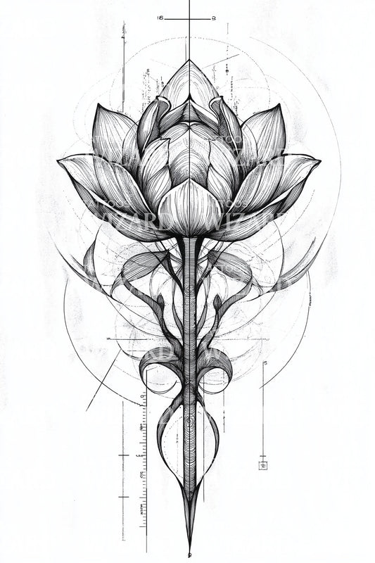 Spiraling Lily Flourish Tattoo Design