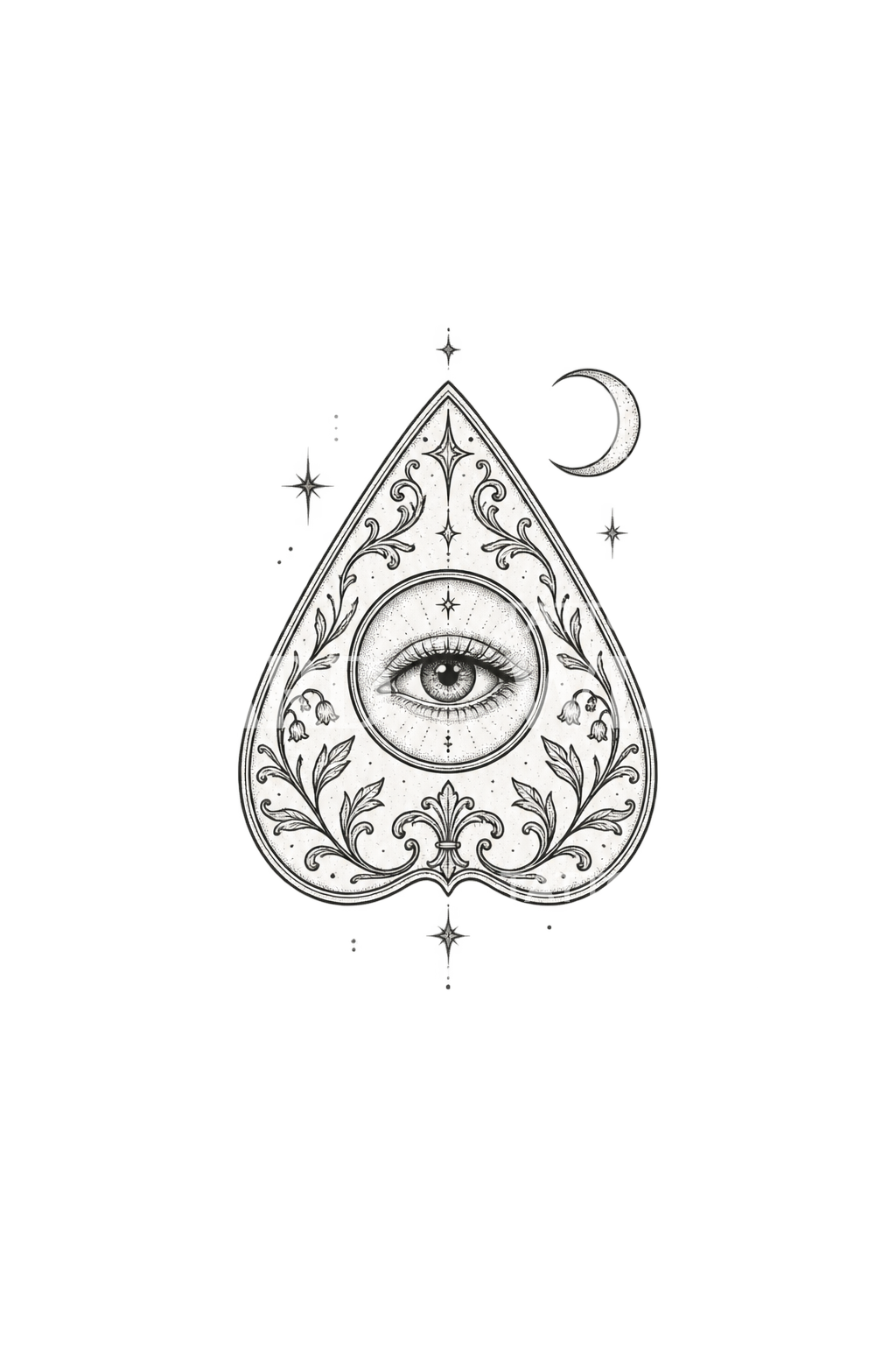 Tattoo-idé med ouija-planchette og øje