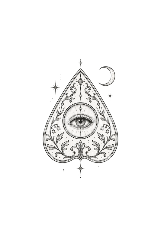 Tattoo-idé med ouija-planchette og øje