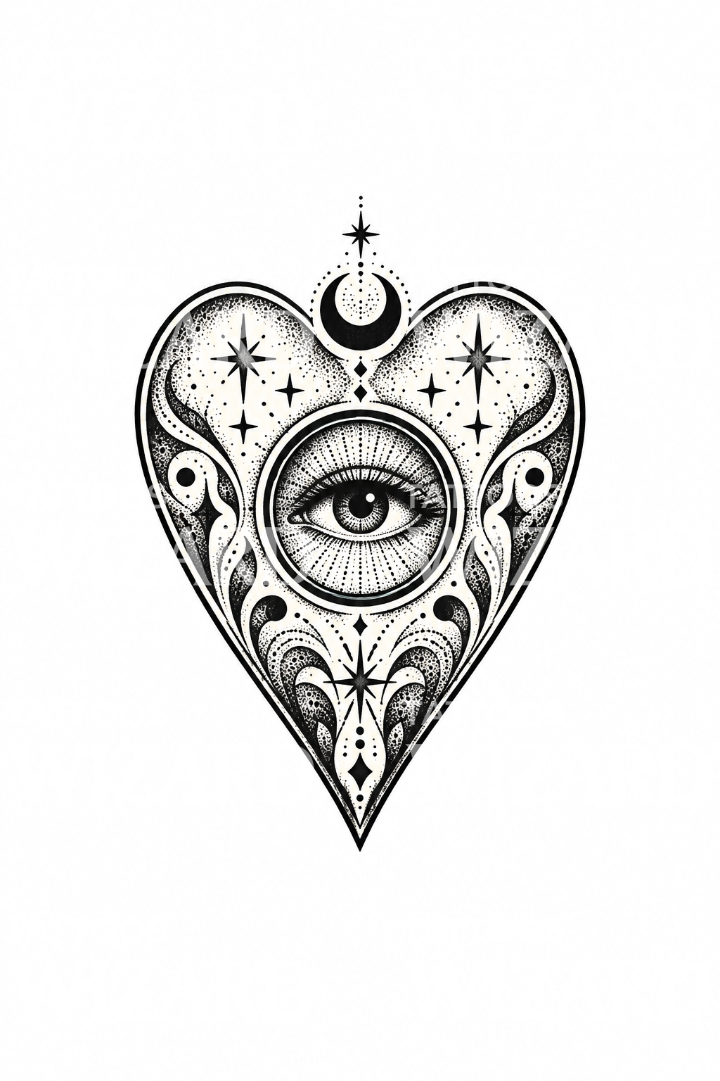 Illustration de tatouage de planchette spirite avec œil