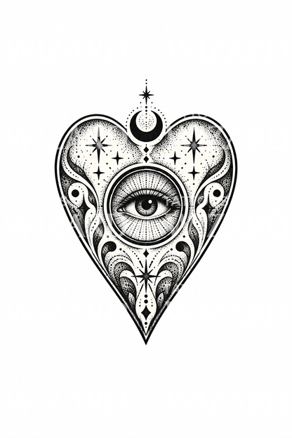 Illustration de tatouage de planchette spirite avec œil