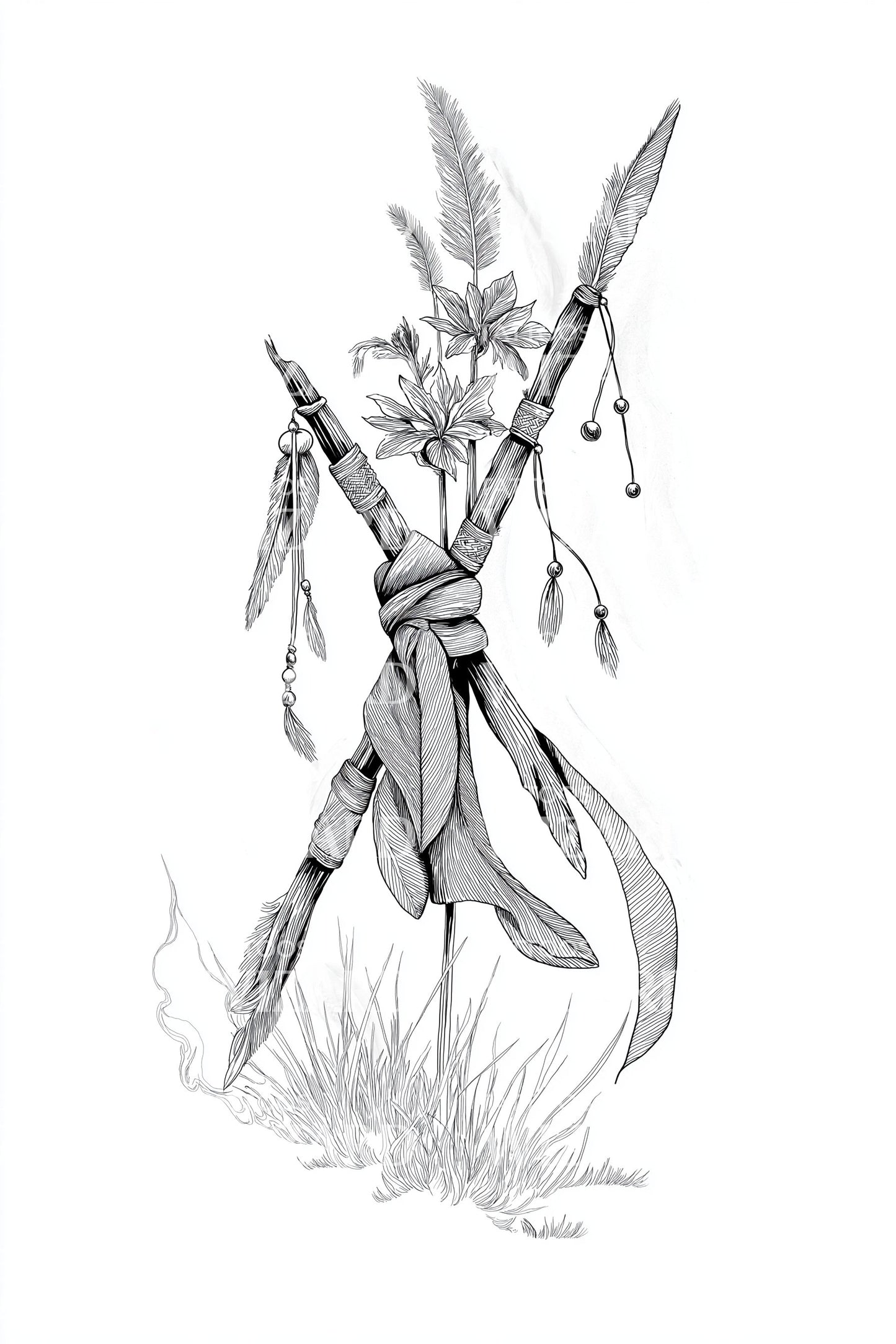 Spirit Campfire Tripod Tattoo Design