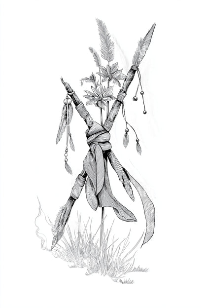 Spirit Campfire Tripod Tattoo Design