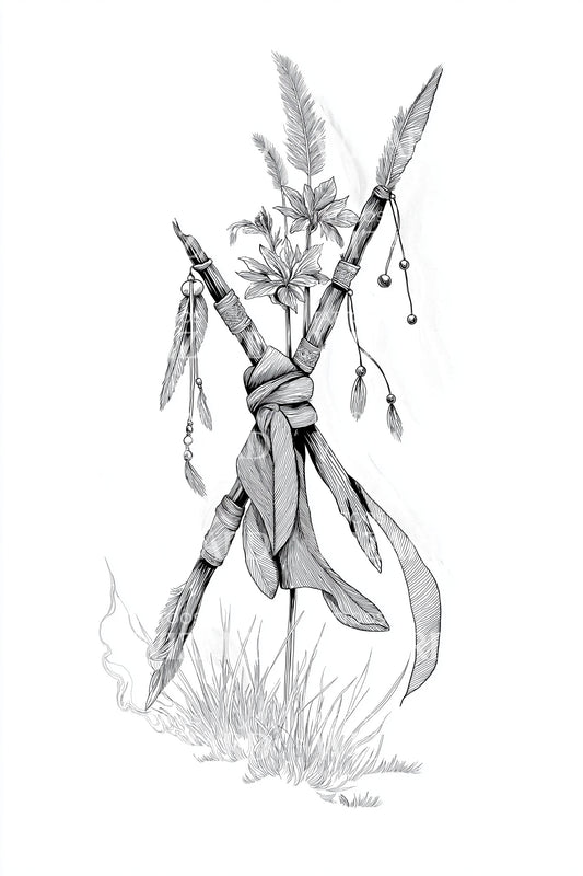 Spirit Campfire Tripod Tattoo Design