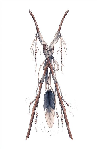 Spirit Lodge Poles Tattoo Design