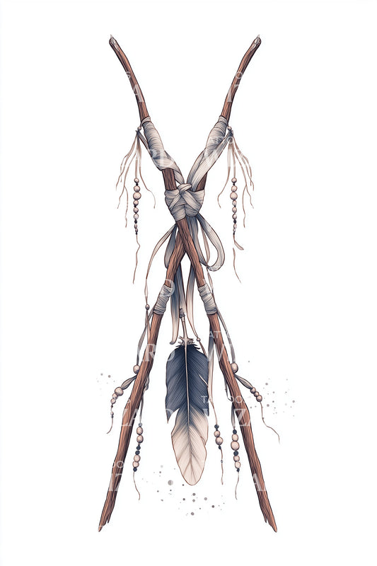 Spirit Lodge Poles Tattoo Design