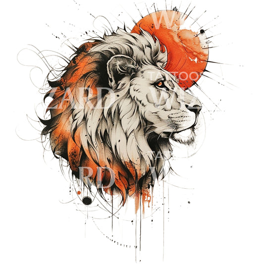 Spiritual Lion Zodiac Sign Tattoo Design