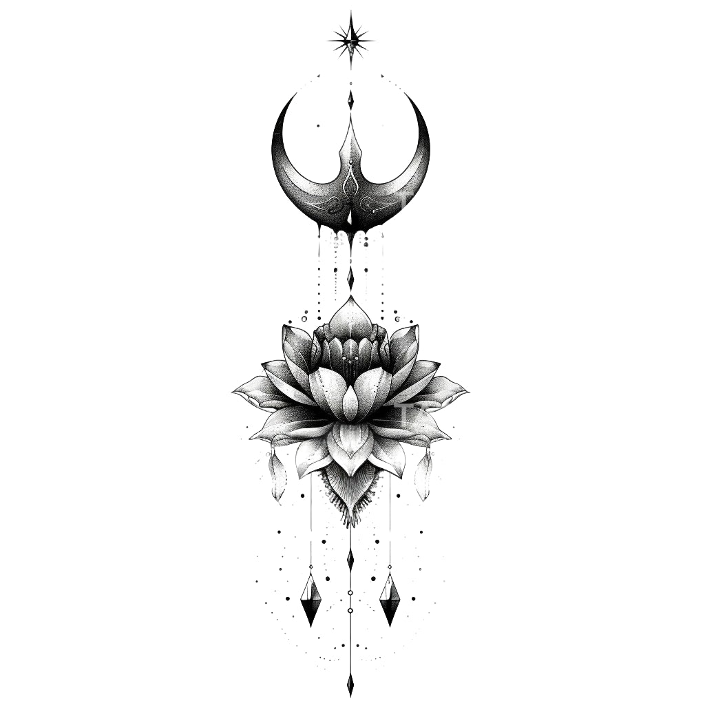 Conception de tatouage de talisman de lotus spirituel