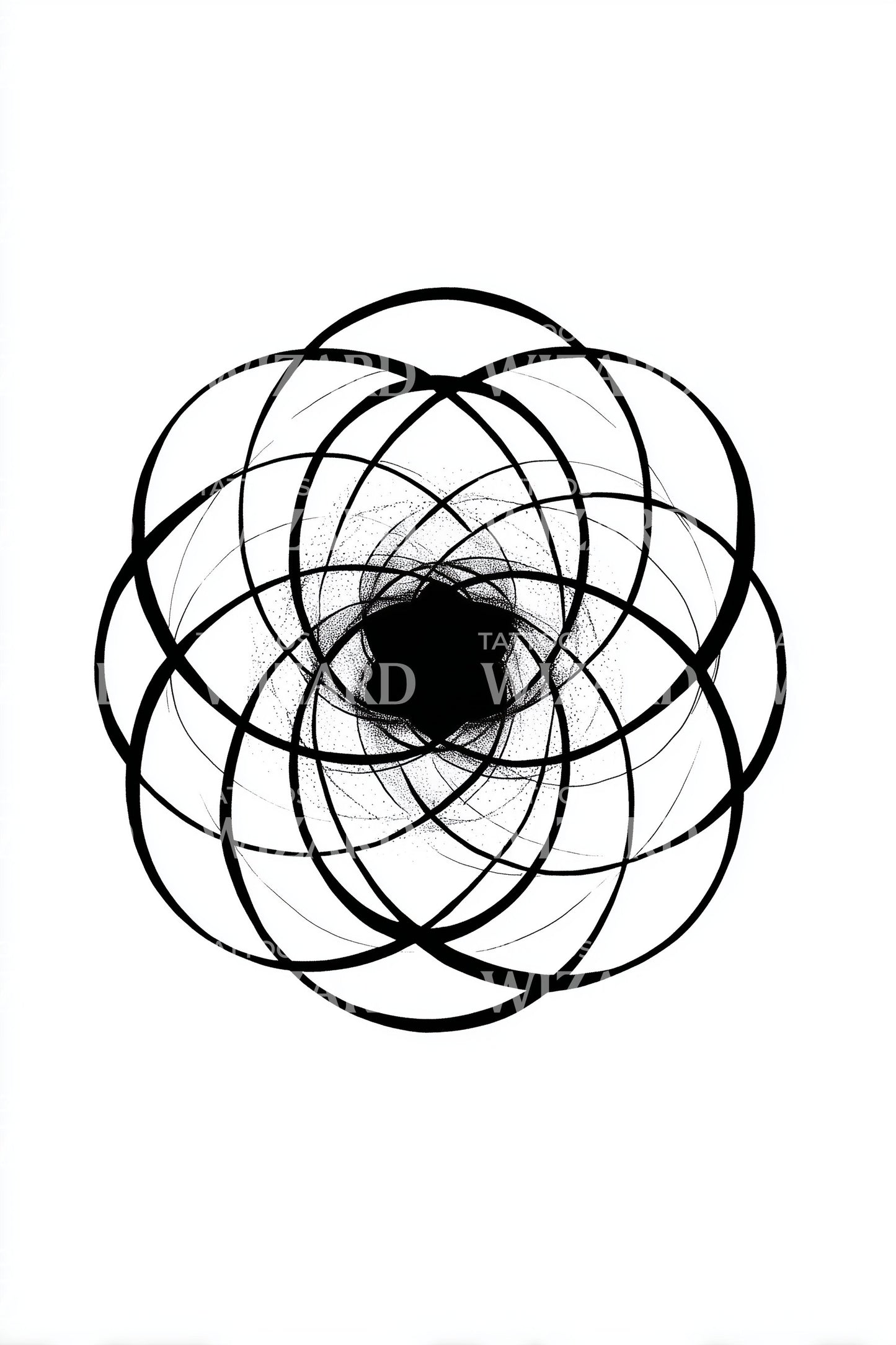 Design de tatouage boucle de pétale spirographe