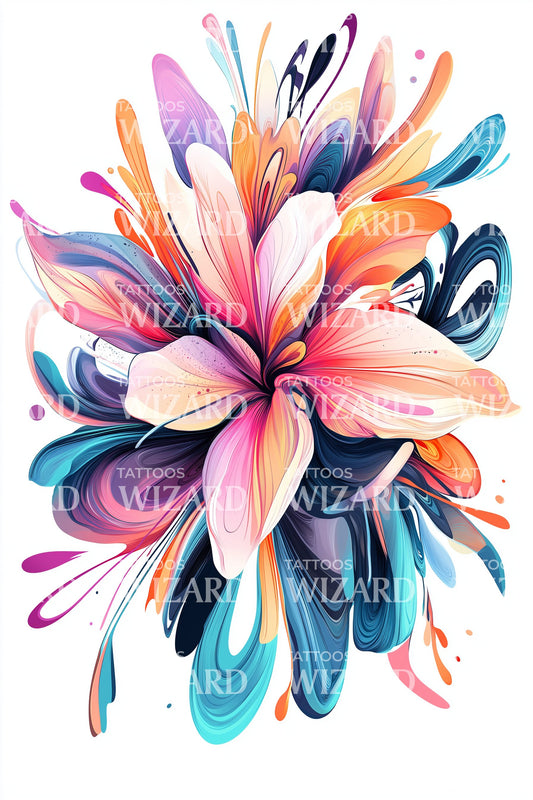 Splash Bloom Explosion Tattoo Design