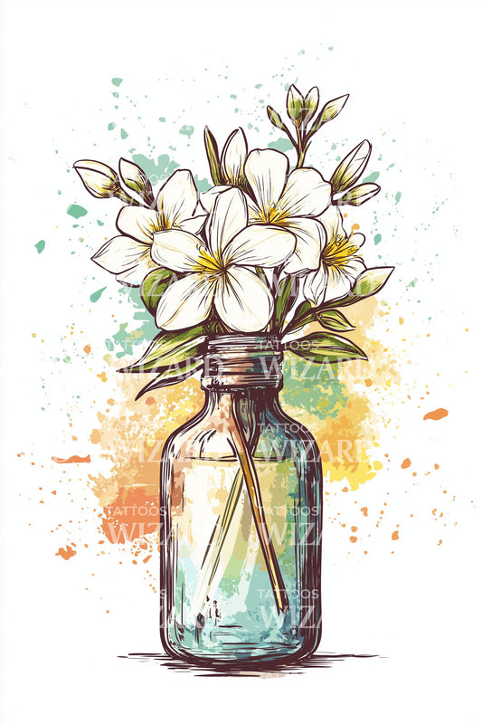 Splash Ink Jasmine Bottle Tattoo Idea
