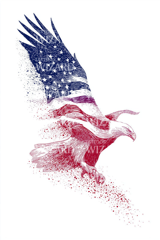 Splatter Flag Eagle Tattoo Design