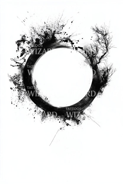 Splatter Ink Enso Tattoo Design