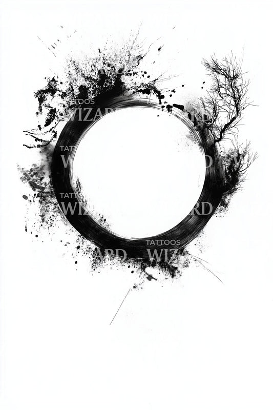 Splatter Ink Enso Tattoo Design