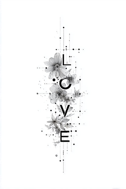 Diseño de tatuaje apilado Amor Salpicado