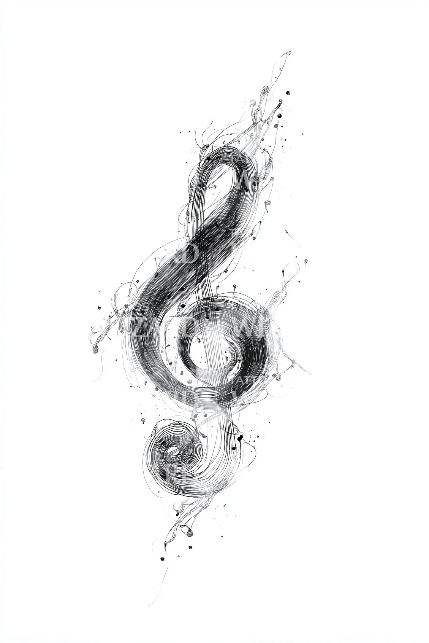 Splatter Treble Clef Tattoo Idea