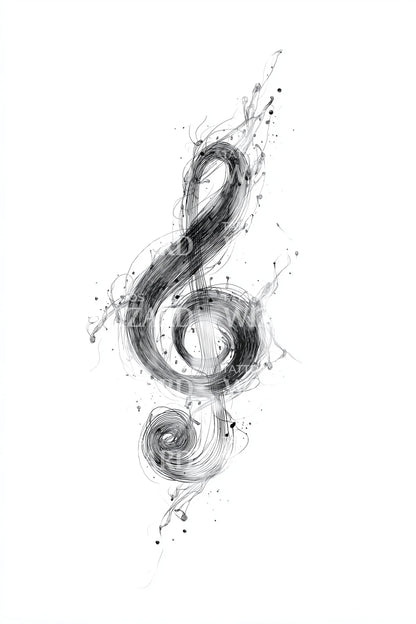 Splatter Treble Clef Tattoo Idea