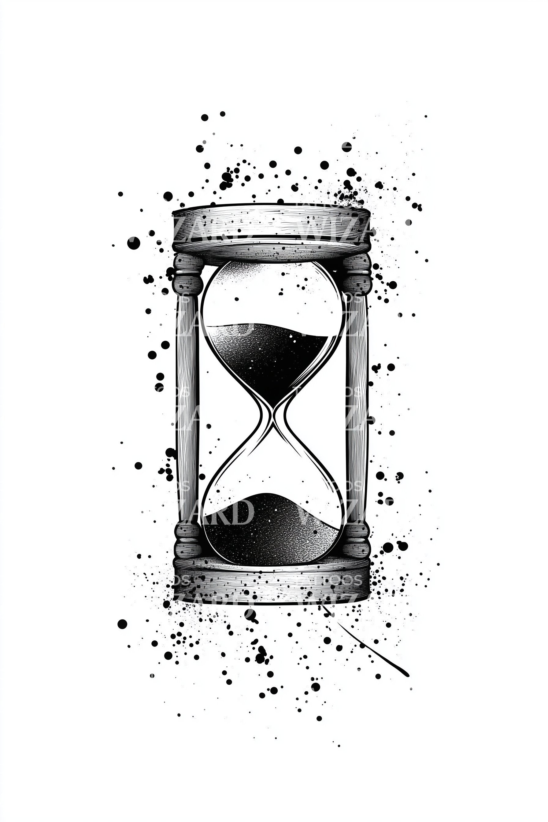 Splattered Ink Hourglass Tattoo Illustration – Tattoos Wizard Designs