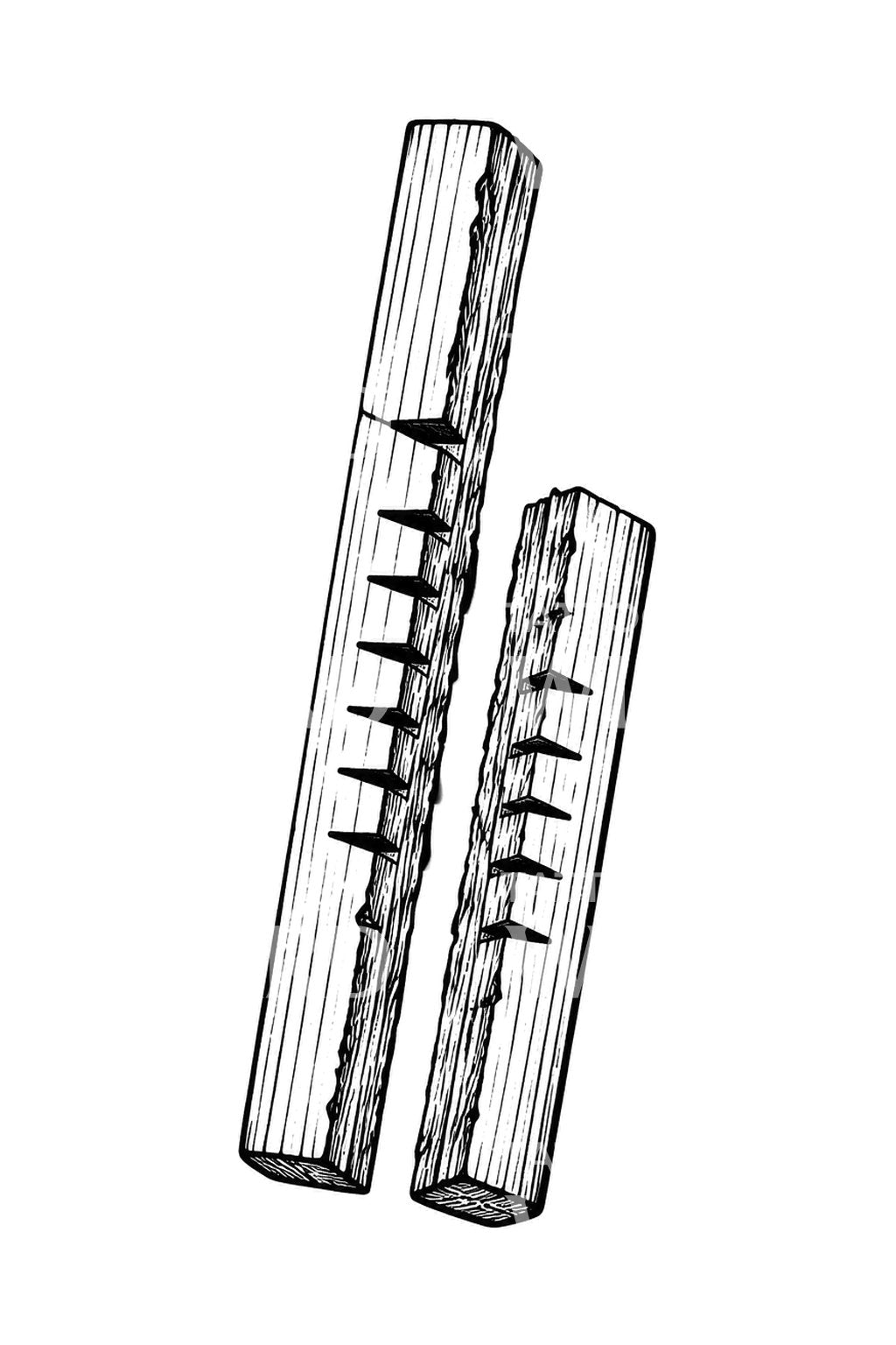 Tattoo-Design eines gespaltenen Kerbstocks