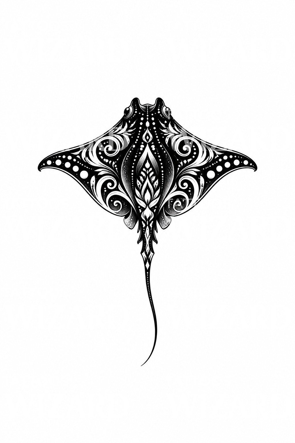 Tatouage blackwork de raie tachetée