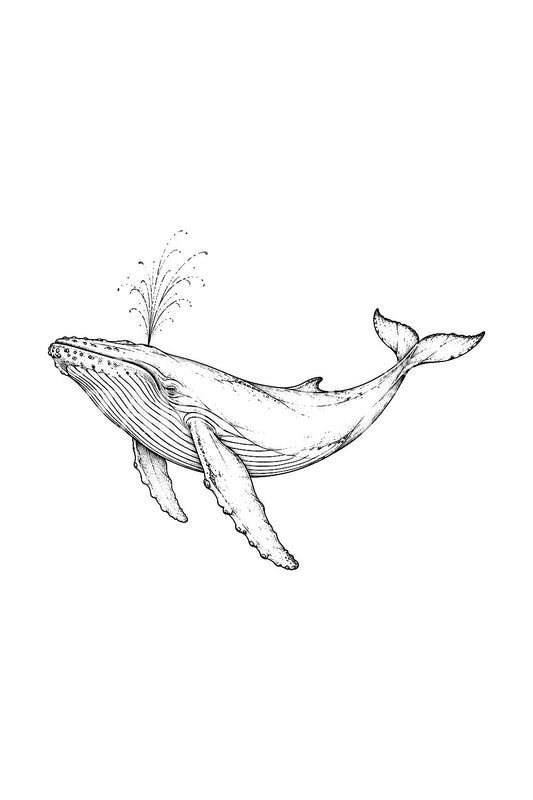 Spouting Humpback Whale Line Art Tattoo Idea