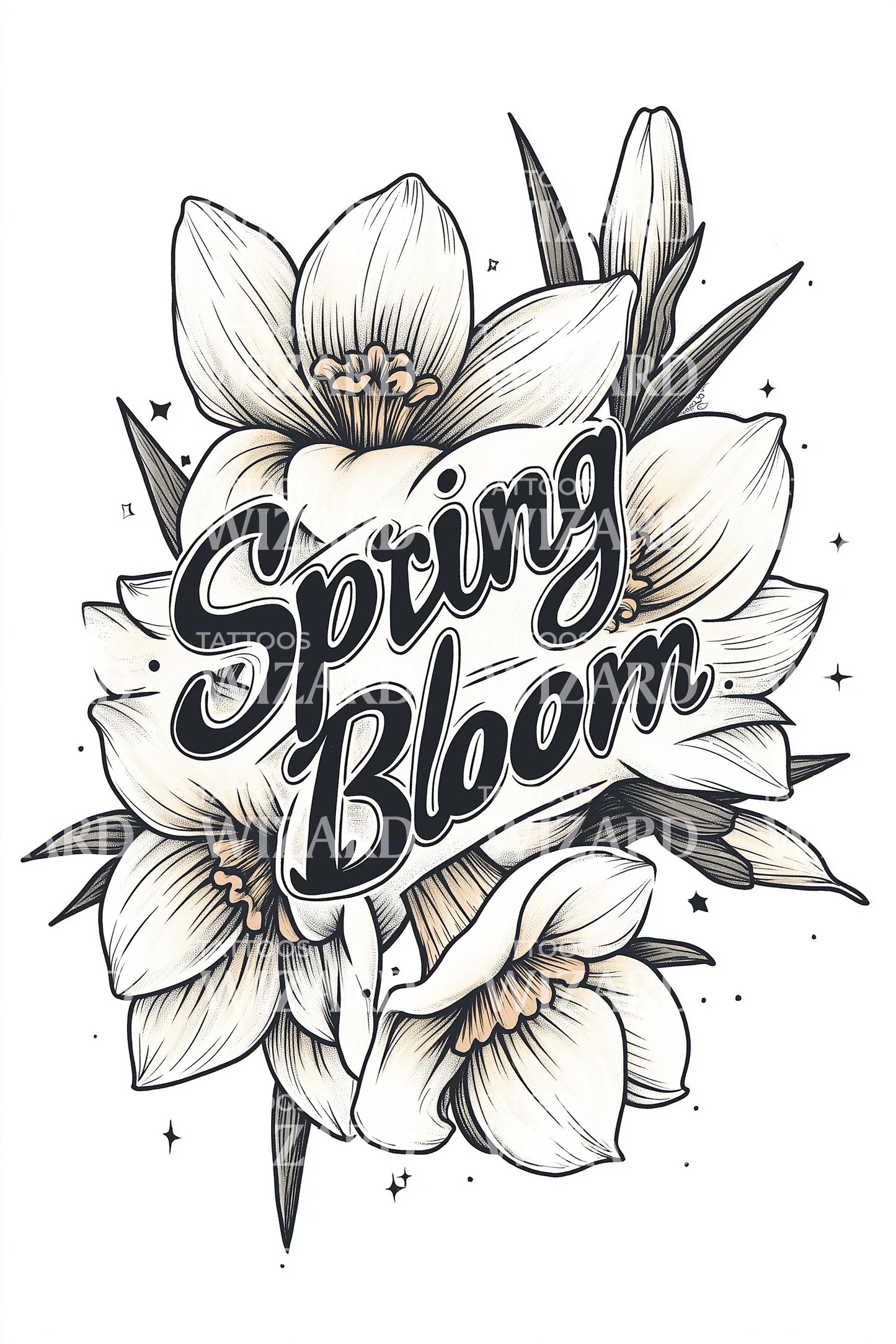 Design de Tatuagem de Letreiro Florescer da Primavera