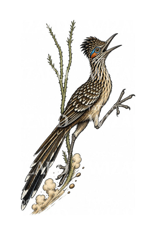 Sprinting Roadrunner Tattoo Design
