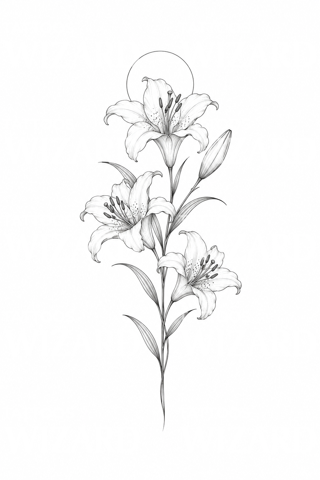 Tatuaggio fine line di Sant'Antonio con giglio e aureola