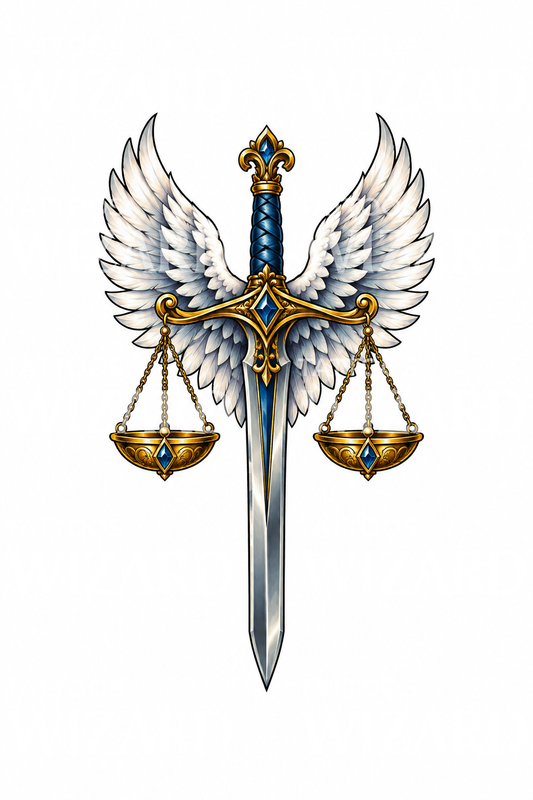 St Michael Archangel Sword with Scales of Justice Tattoo