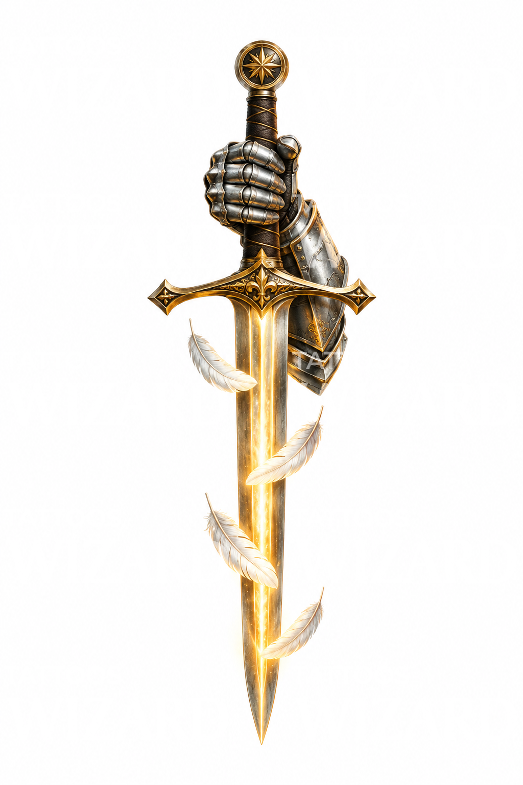 St Michael Gauntlet with Glowing Sword Tattoo