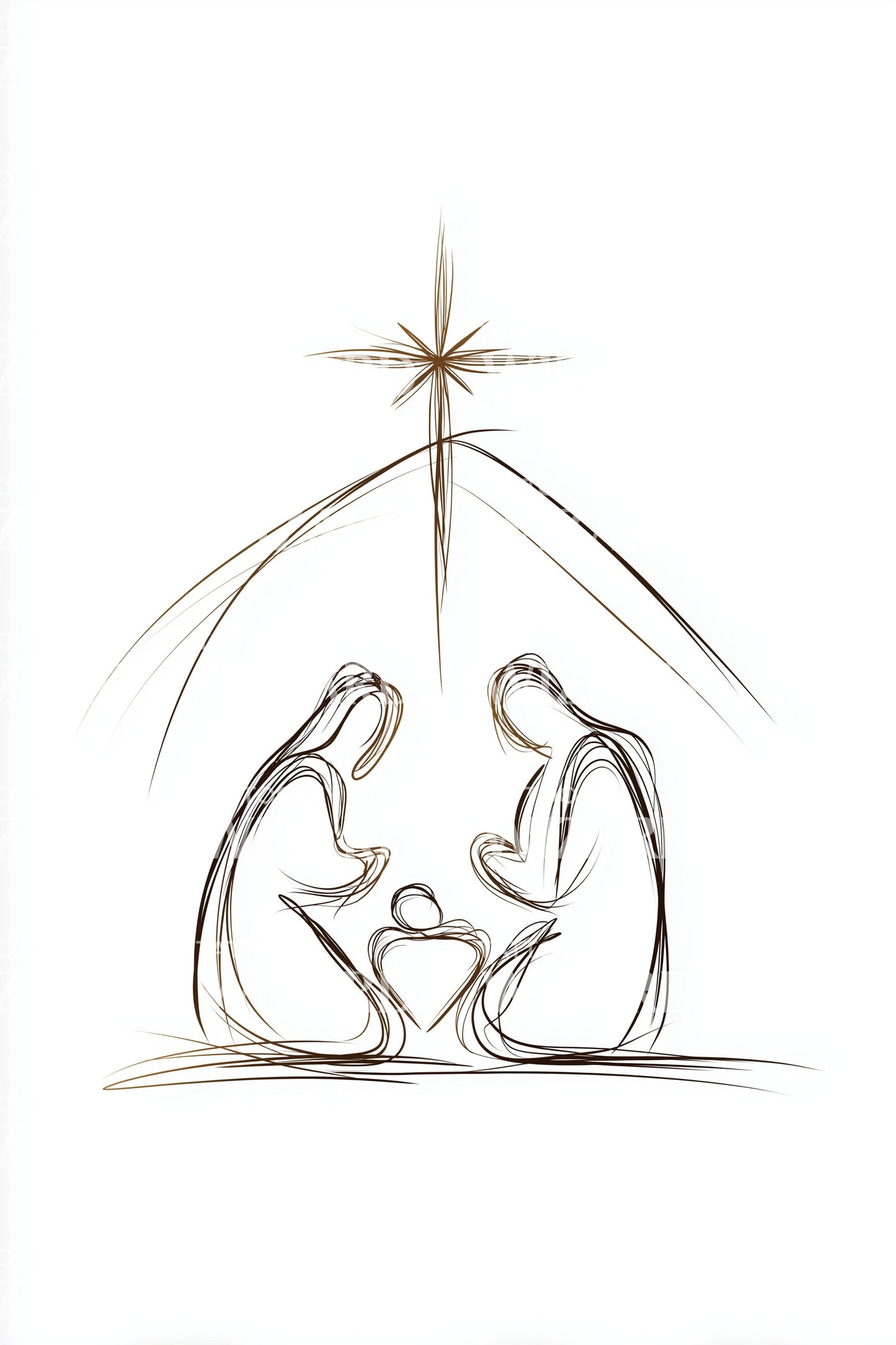 Stable Nativity Line Tattoo Design