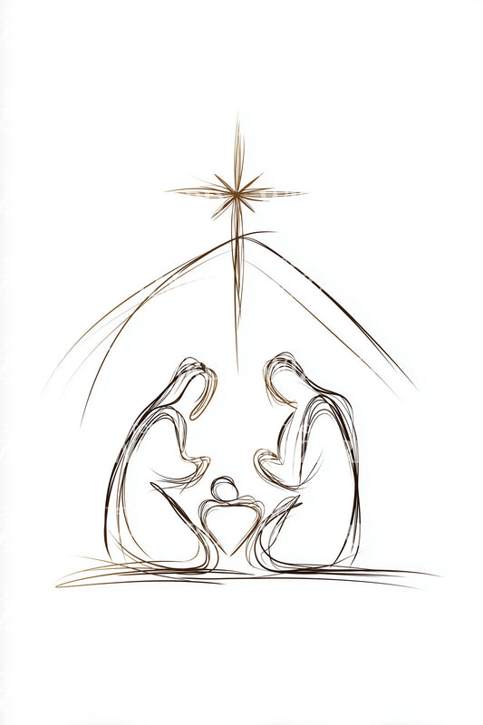 Stable Nativity Line Tattoo Design