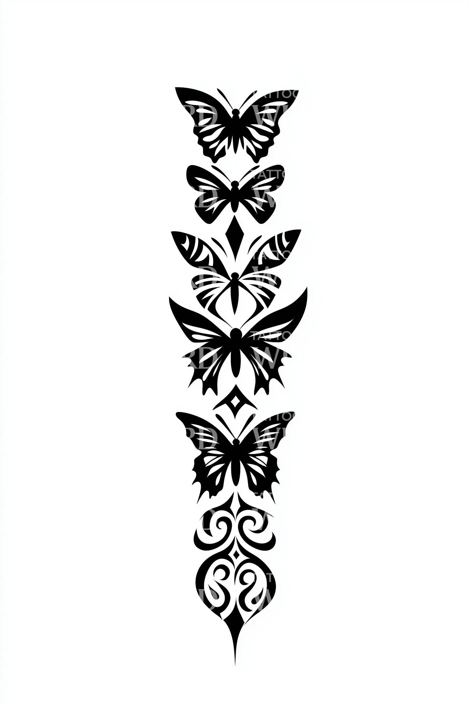 Butterfly Backdraft Design Stacked Butterflies Totem Tattoo Design – Tattoos Wizard Designs