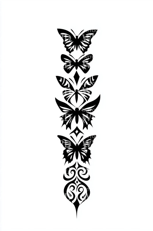 Gestapeltes Schmetterlings-Totem-Tattoo-Design