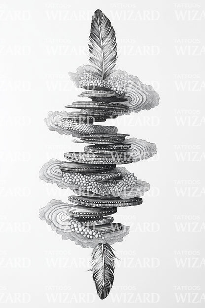 Stacked Desert Landscape Totem Tattoo Design