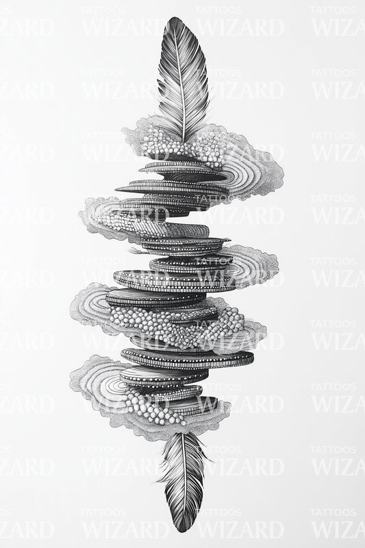 Stacked Desert Landscape Totem Tattoo Design