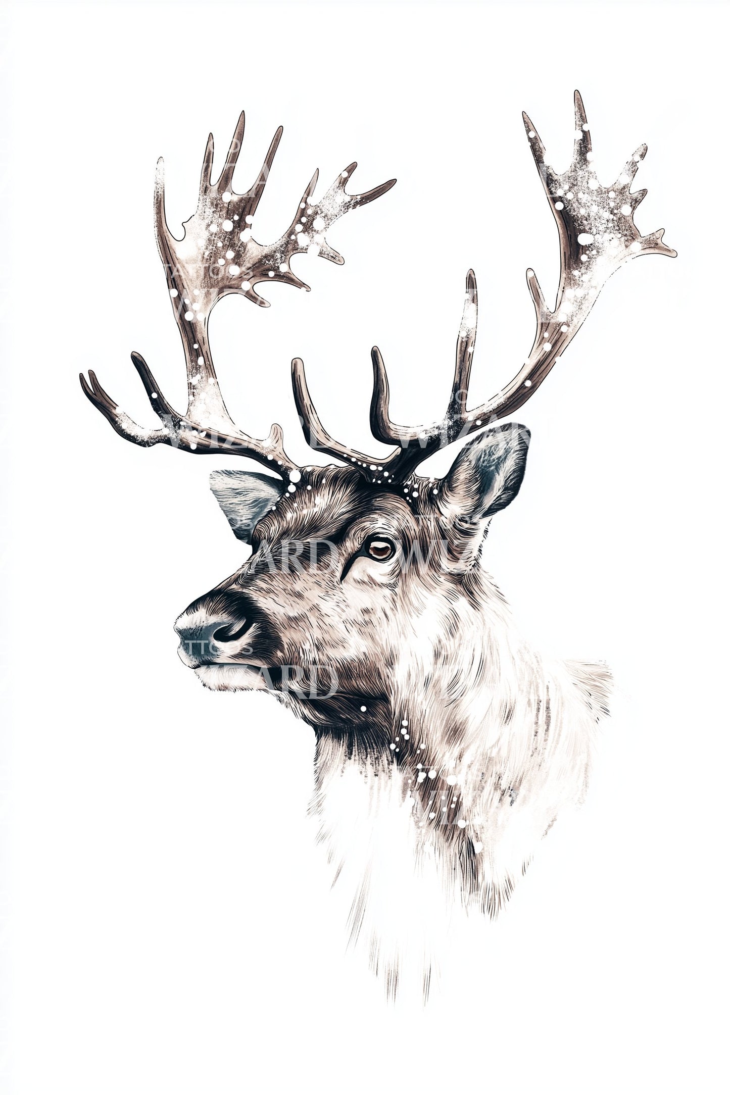 Stag Antlers Tattoo Design