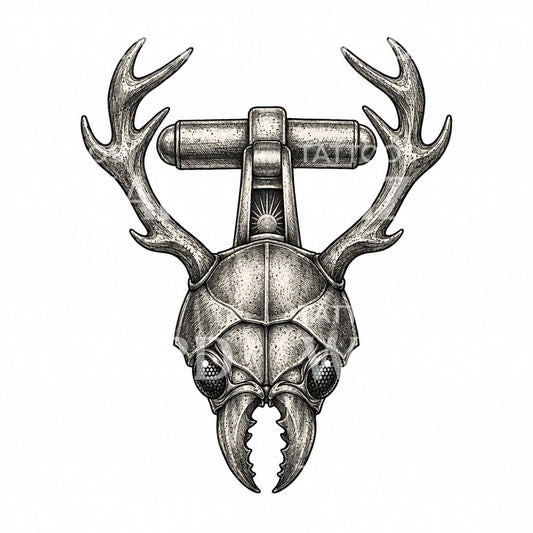 Stag Beetle Antlers Tattoo Design