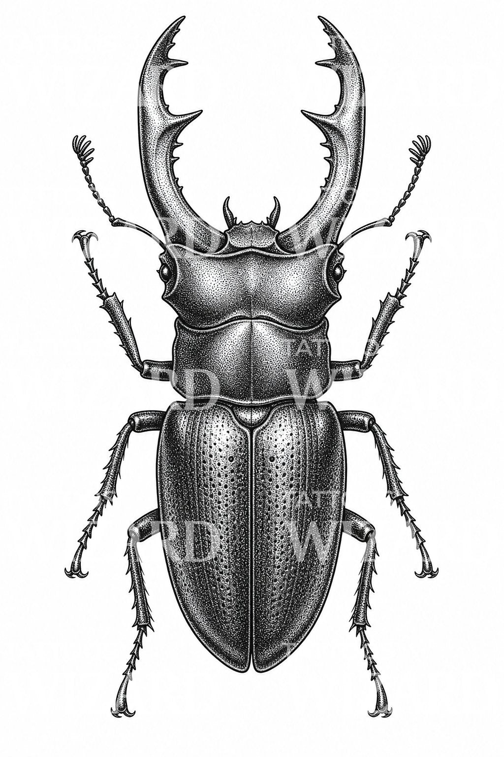 Stag Beetle Dotwork Tattoo Design