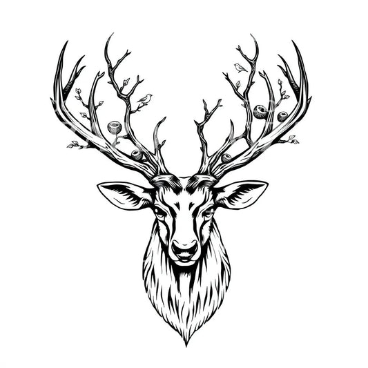 Stag Branch Antlers Tattoo Design