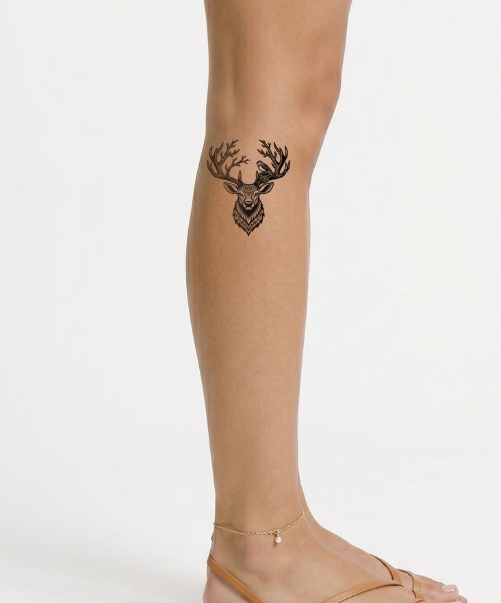 Ornate Stag Antlers Tattoo Design